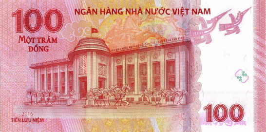 100 vietnamese dong 65th anniversary reverse